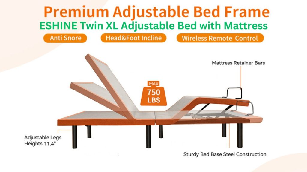 ESHINE Twin XL Adjustable Bed with Mattress